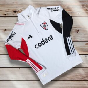 Buzo Medio Cierre River Para Niño Blanco/Negro/Rojo. - Imagen 3