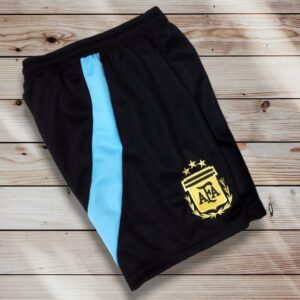 Short De Argentina Titular Para Niños Negro/Blanco. - Imagen 2